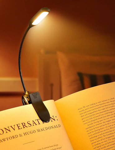 Victsing Rechargeable Book Light for Reading in Bed, 80H Reading, 3 Brightness Levels & 3 Color Temperatures, Lightweight Flexible Clip on Reading Lights for Books in Bed