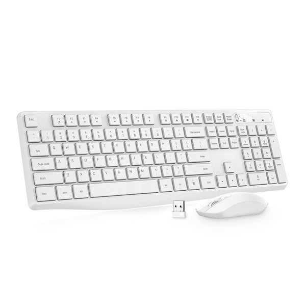 VicTsing Wireless Keyboard and Mouse Combo, 2.4G Wireless Full-size and Spill-resistant Keyboard, 3 DPI (800/1200/1600) Silent Wireless Mouse, Long Battery Life, 12 Combined Multimedia Keys
