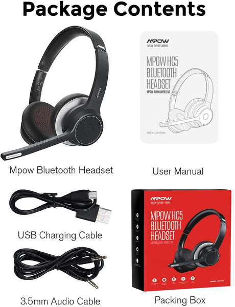 Mpow Wireless Bluetooth Headset V5.0 w/ Microphone for Computer