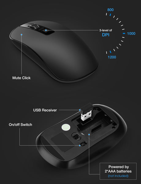 Wireless Keyboard and Mouse Combo Black