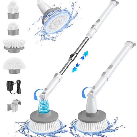 Homitt Electric Spin Scrubber, Stiff Brushes,1.5H Power Cleaning Brush, Stainless Steel+Superior ABS