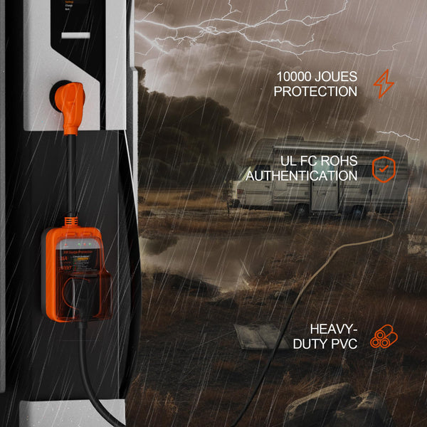 RV Surge Protector, RV Surge Protector 30 amp with LED Display, Waterproof Cover, 10000 Joules Surge Guard Protection, RV Voltage Protector, RV Accessories for Camper, Travel, Trailer