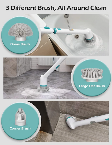 Homitt Electric Spin Scrubber Full-Body Waterproof, 1.5H Cordless Power Cleaning Brush 2 Speed, USB-C Charging for Bathroom Tub Tile