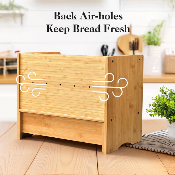 VicTsing Bamboo Bread Box, Corner Bread Box for Kitchen Countertop, Bread Box for Homemade Bread with Window, Bamboo Bread Box for Kitchen Countertop, Pantry Counter Corner