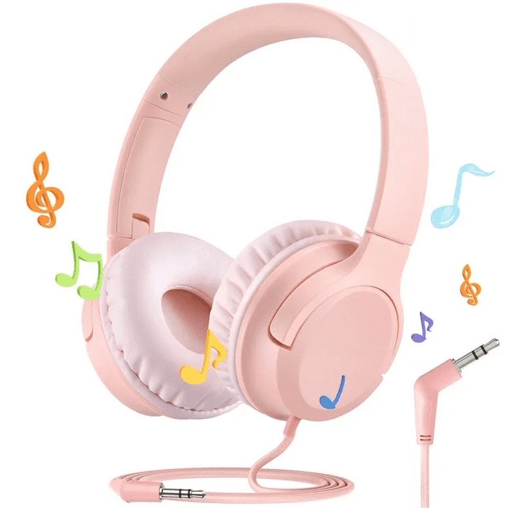 Mpow Kids Headphones for Girls/Boys/Children/Teens Adjustable, 94dB Safe Volume Foldable Stereo Tangle-Free Kids Headphones for School Airplane Travel Tablets, Over-Ear Headphones for Kids, Pink