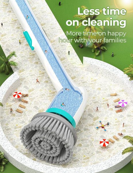Homitt Electric Spin Scrubber Full-Body Waterproof, 1.5H Cordless Power Cleaning Brush 2 Speed, USB-C Charging for Bathroom Tub Tile
