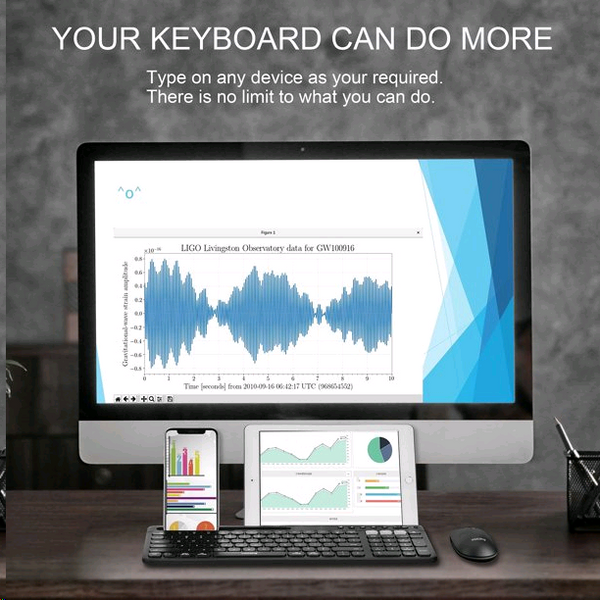 Victsing USB Wireless Keyboard, Dual Mode Bluetooth Keyboard with Integrated Holder for iOS, Mac, Windows and Android