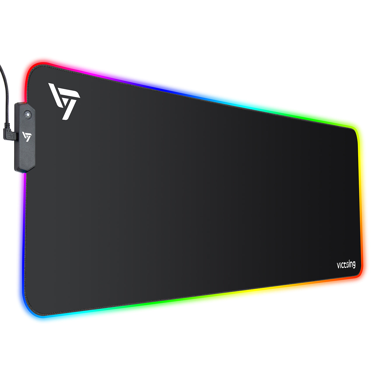 VictSing RGB Gaming Mouse Pad Large, Extended LED Mousepad with 13 Light Modes/2 Brightness Levels/Non-slip Rubber Base/Durable Stitched Edge, Soft Computer Keyboard Mouse Mats-US07