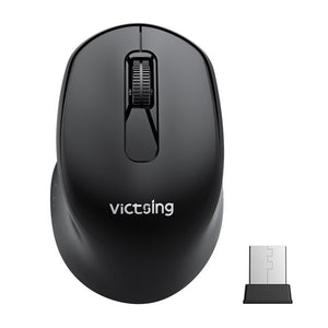 Victsing 2.4G Wireless Mouse Silent Cordless Mouse with USB Receiver for Laptop PC-Black