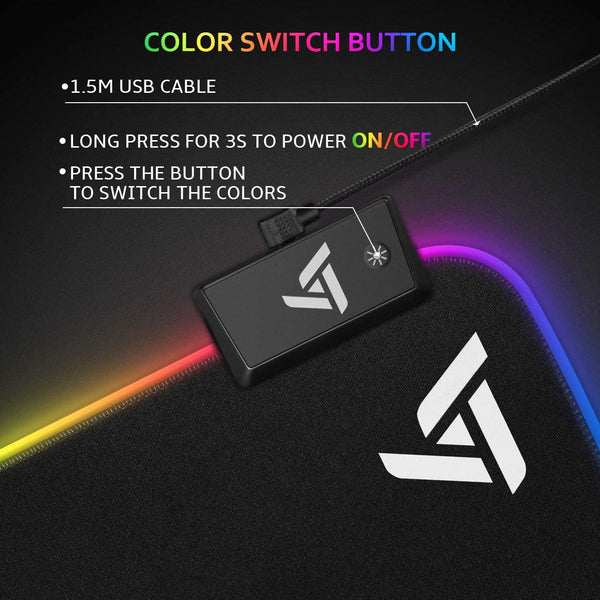 VictSing [30% Larger] RGB Gaming Mouse Pad with 12 Lighting Modes-US07