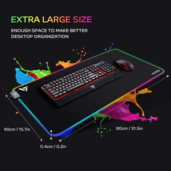 VictSing [30% Larger] RGB Gaming Mouse Pad with 12 Lighting Modes-US07