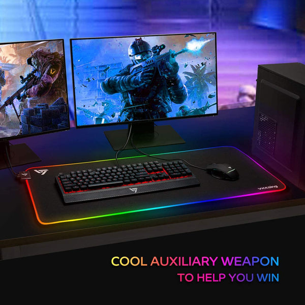VictSing [30% Larger] RGB Gaming Mouse Pad with 12 Lighting Modes-US07