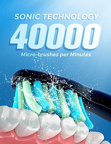 Sonic Electric Toothbrush  h with 8 Brush Heads, Travel Case, 40000 VPM Deep Clean 5 Modes