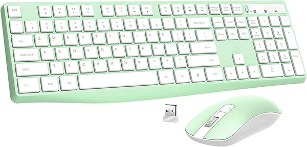 VicTsing Wireless Keyboard and Mouse Combo, 2.4G Wireless Full-size and Spill-resistant Keyboard, 3 DPI (800/1200/1600) Silent Wireless Mouse, Long Battery Life, 12 Combined Multimedia Keys