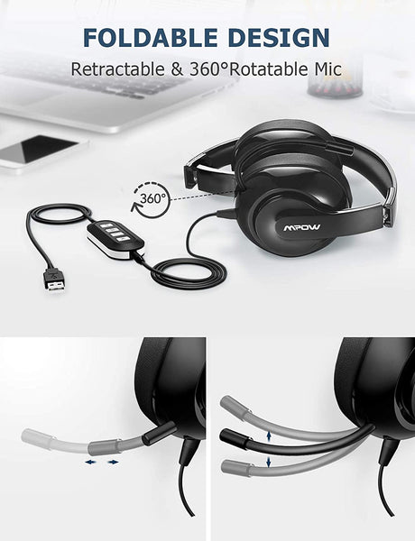 Mpow 3.5mm/USB Headsets with Mute Function