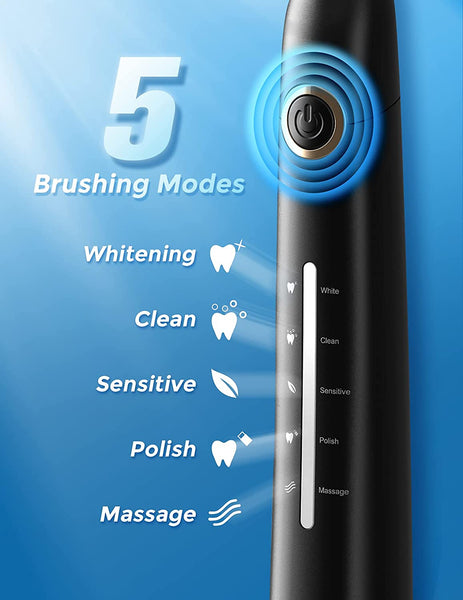 Sonic Electric Toothbrush  h with 8 Brush Heads, Travel Case, 40000 VPM Deep Clean 5 Modes