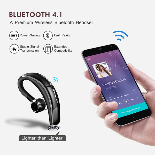 Bluetooth Wireless Earpiece Headset Hands-free Calling with Clear Voice 280 Hours Standby Time
