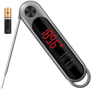 Instant Read Meat Thermometer, Foldable Meat Thermometers for Cooking, Bright Auto-Rotate Screen, Locking & Calibration