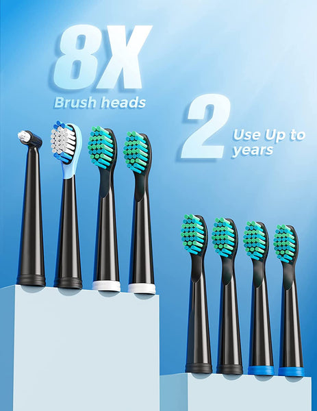 Sonic Electric Toothbrush  h with 8 Brush Heads, Travel Case, 40000 VPM Deep Clean 5 Modes