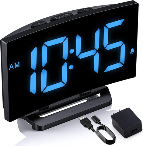 Digital Alarm Clock for Bedrooms, Bedside Clock with 6 Levels of Brightness-HM750