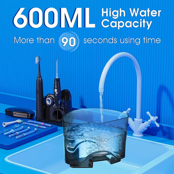 Water Flosser and Toothbrush Combo in One, 600ml Oral Irrigator
