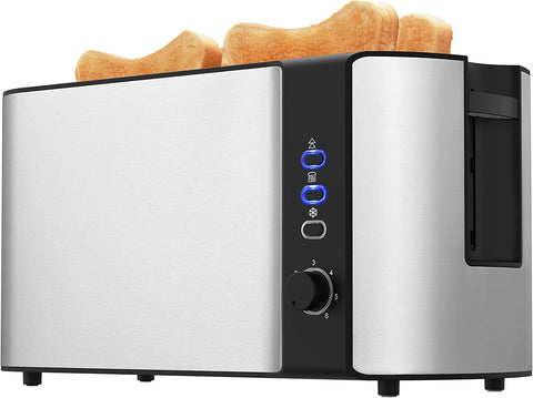 Toaster 4 Slice, Long Slot Toaster 2 Slice, Extra-Wide Stainless Steel Toasters