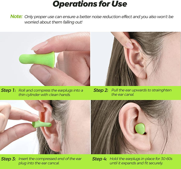 Mpow Soft Ear Plugs for Sleeping, 60 Pairs Reusable Foam Earplugs with a Small Travel Case