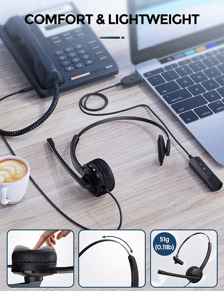 Mpow BH459A Single-sided 2.5mm & USB Headset with Microphone