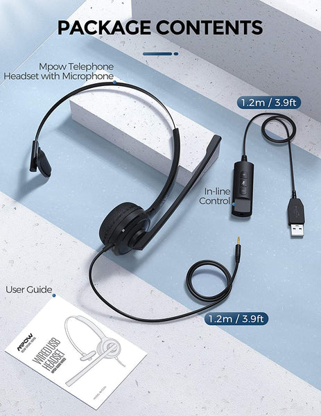 Mpow BH459A Single-sided 2.5mm & USB Headset with Microphone