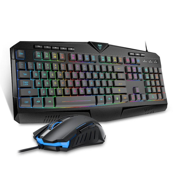 VICTSING RGB Wired Gaming Keyboard and Mouse Combo Set with 8 Independent Multimedia Keys