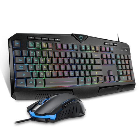 VICTSING RGB Wired Gaming Keyboard and Mouse Combo Set with 8 Independent Multimedia Keys