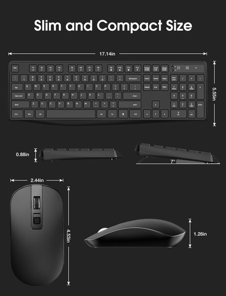 Wireless Keyboard and Mouse Combo Black