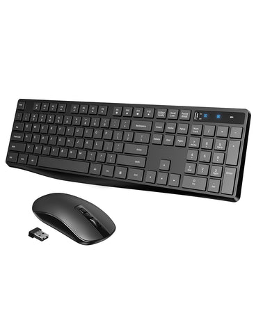 VicTsing Wireless Keyboard and Mouse Combo, 2.4G Wireless Full-size and Spill-resistant Keyboard, 3 DPI (800/1200/1600) Silent Wireless Mouse, Long Battery Life, 12 Combined Multimedia Keys