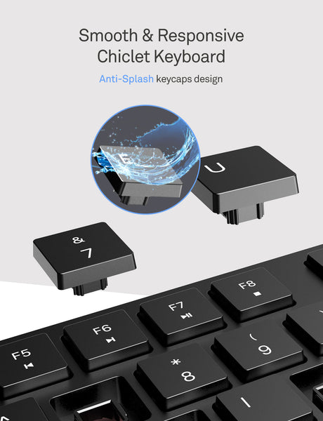 VicTsing Wireless Keyboard and Mouse Combo, 2.4G Wireless Full-size and Spill-resistant Keyboard, 3 DPI (800/1200/1600) Silent Wireless Mouse, Long Battery Life, 12 Combined Multimedia Keys