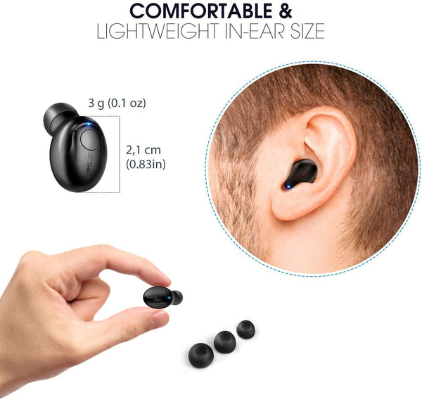 MPOW EM16 Wireless Mini Earbud with 2 Chargers Qualcomm CVC 8.0 Noise-Canceling Mic --without mpow logo