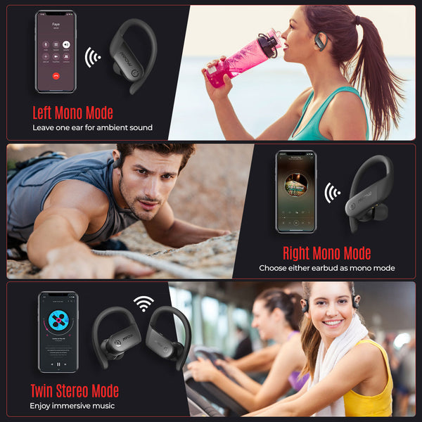 Mpow Flame Lite True Wireless Earbuds with Earhooks，Wireless Earbuds Sport