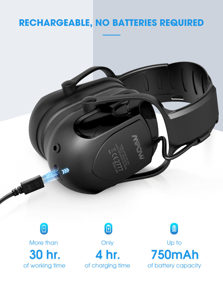 MPOW HP102A Bluetooth Noise Reduction Safety Ear Muffs NRR 29dB
