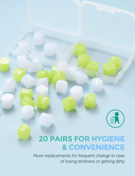 MPOW HP112A Swimming Earplugs 20 Pairs for Kids, Includes 2 Portable Case