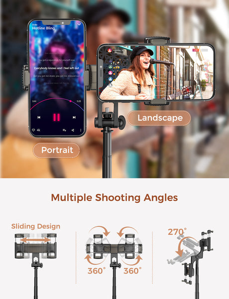 MPOW PA218A Selfie Stick Tripod with Dual Phone Holders