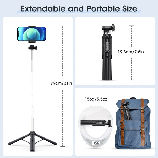 Mpow All in One Extendable Phone Tripod Stand with Bluetooth Remote,Stable Bracket