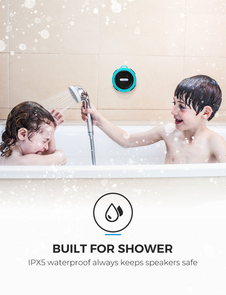 VicTsing C6 Bluetooth Shower Speaker, HD, 7Hrs/Suction Cup/Waterproof/Hook/Outdoor