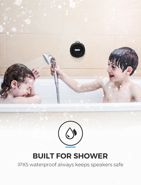 VicTsing C6 Bluetooth Shower Speaker, HD, 7Hrs/Suction Cup/Waterproof/Hook/Outdoor