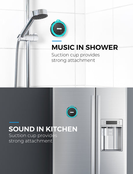 VicTsing C6 Bluetooth Shower Speaker, HD, 7Hrs/Suction Cup/Waterproof/Hook/Outdoor