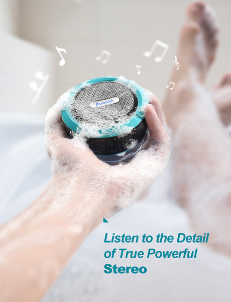 VicTsing C6 Bluetooth Shower Speaker, HD, 7Hrs/Suction Cup/Waterproof/Hook/Outdoor