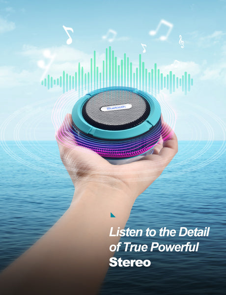 VicTsing C6 Bluetooth Shower Speaker, HD, 7Hrs/Suction Cup/Waterproof/Hook/Outdoor