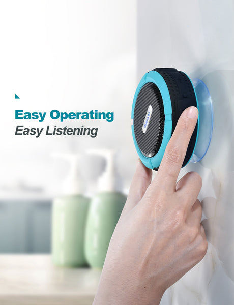 VicTsing C6 Bluetooth Shower Speaker, HD, 7Hrs/Suction Cup/Waterproof/Hook/Outdoor