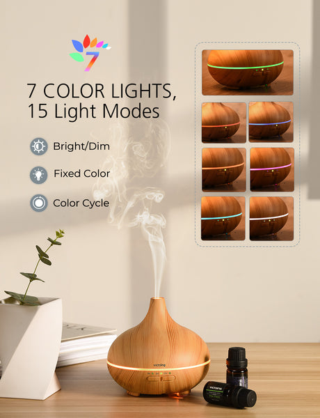 VicTsing Essential Oil Diffuser, 150ml Essential Oils Diffuser & Humidifier Aroma Diffuser with 14 Light Colors