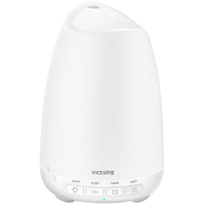 Victsing Essential Oil Diffuser, 150ml Aroma Diffuser Humidifier with Ultra-Quiet Sleep Mode, 8 Light Colors, 3H Timer, Waterless Auto-Off