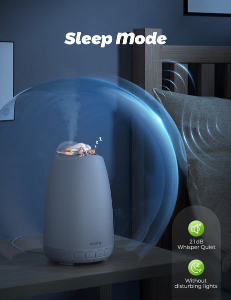 Victsing Essential Oil Diffuser, 150ml Aroma Diffuser Humidifier with Ultra-Quiet Sleep Mode, 8 Light Colors, 3H Timer, Waterless Auto-Off