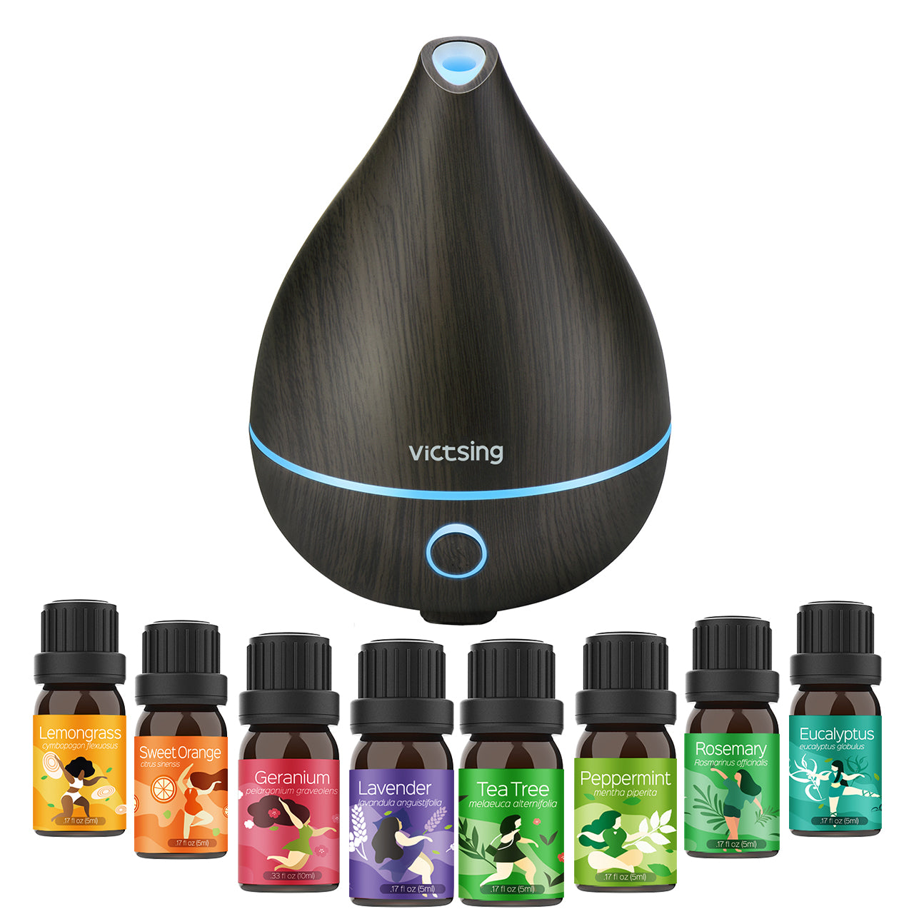 VicTsing Essential Oil Diffuser, 130ml Essential Oils Diffuser & Top 8 –  VictSing